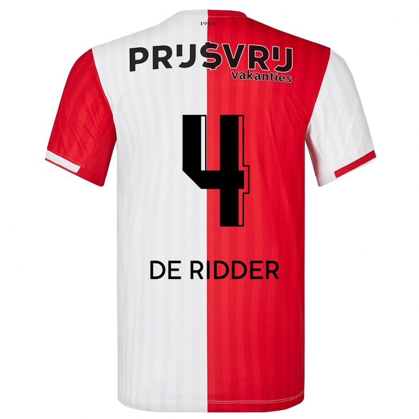 Mujer Fútbol Camiseta Robine De Ridder #4 Rojo Blanco 1ª Equipación 2023/24