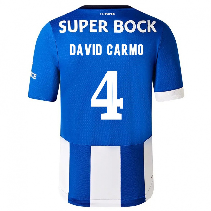 Mujer Fútbol Camiseta David Carmo #4 Azul Blanco 1ª Equipación 2023/24