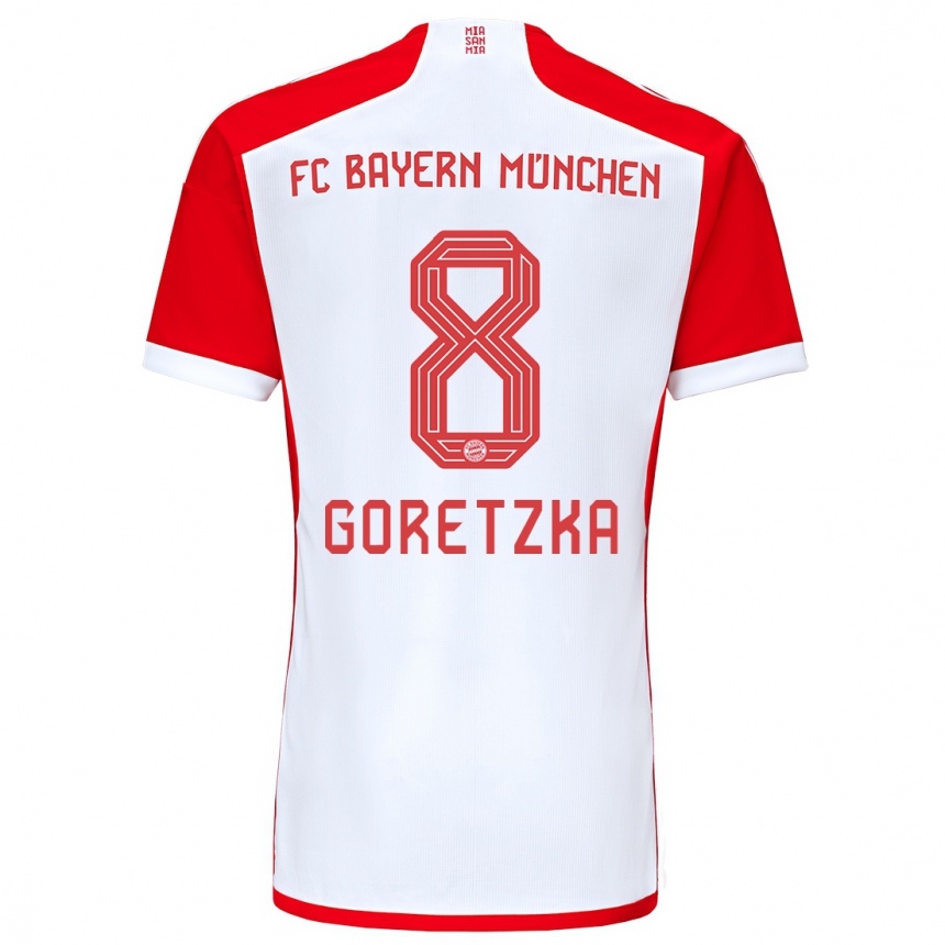 Mujer Fútbol Camiseta Leon Goretzka #8 Rojo Blanco 1ª Equipación 2023/24