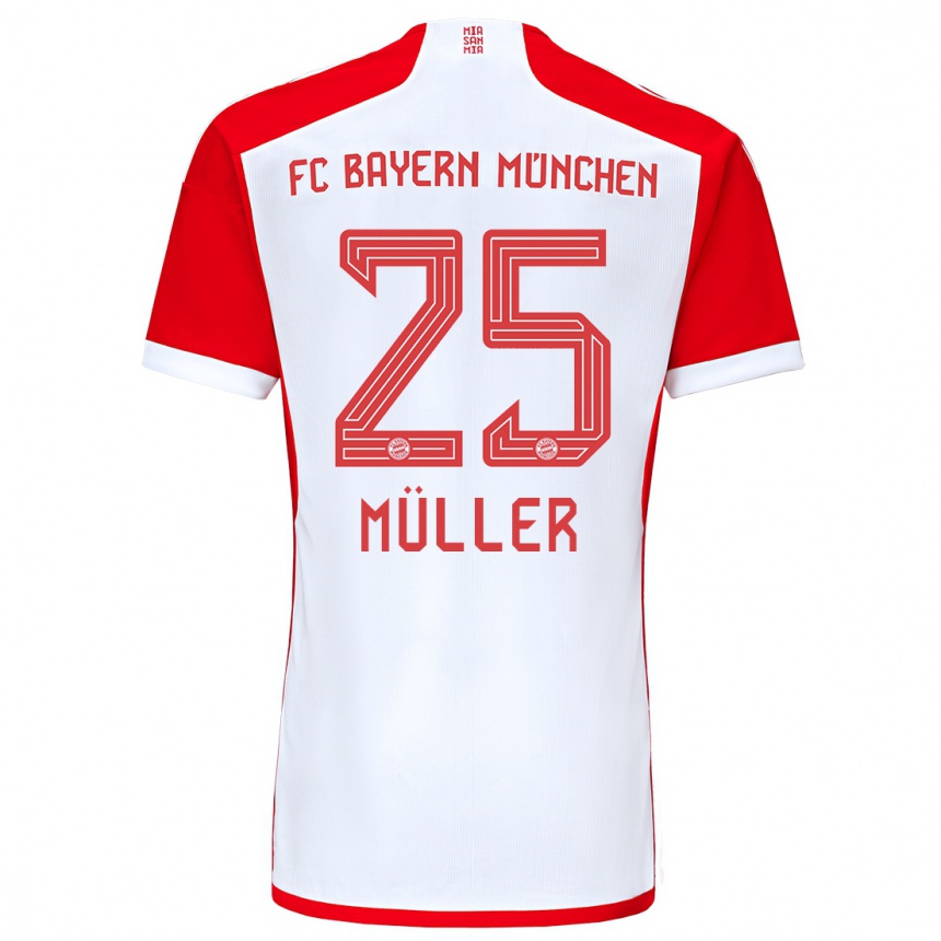 Mujer Fútbol Camiseta Thomas Muller #25 Rojo Blanco 1ª Equipación 2023/24