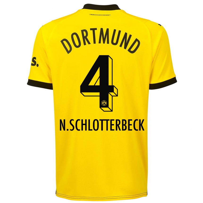 Mujer Fútbol Camiseta Nico Schlotterbeck #4 Amarillo 1ª Equipación 2023/24