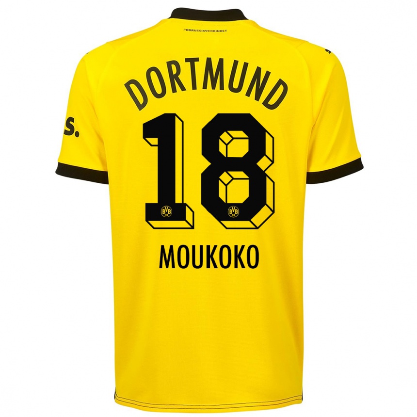 Mujer Fútbol Camiseta Youssoufa Moukoko #18 Amarillo 1ª Equipación 2023/24