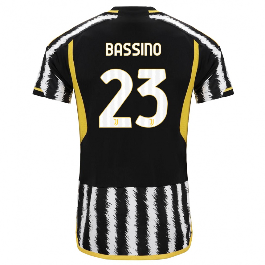 Mujer Fútbol Camiseta Alessandro Bassino #23 Blanco Negro 1ª Equipación 2023/24