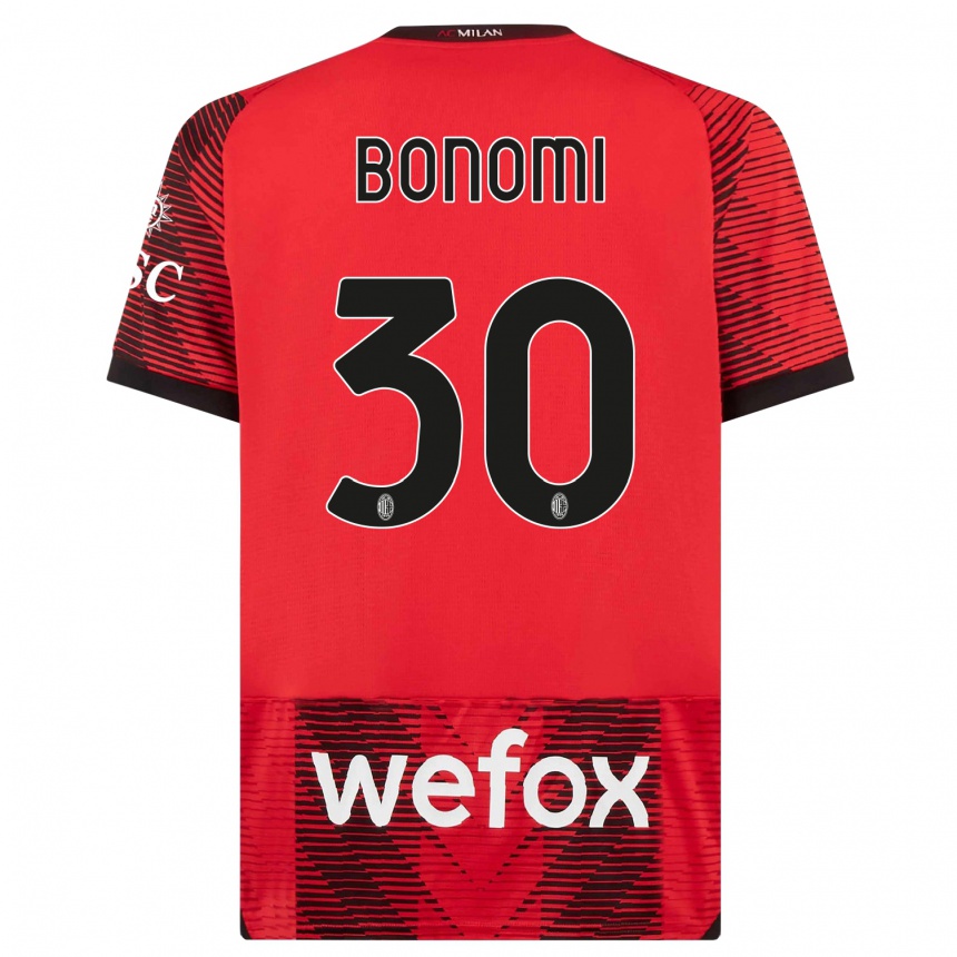 Mujer Fútbol Camiseta Alessandro Bonomi #30 Negro Rojo 1ª Equipación 2023/24