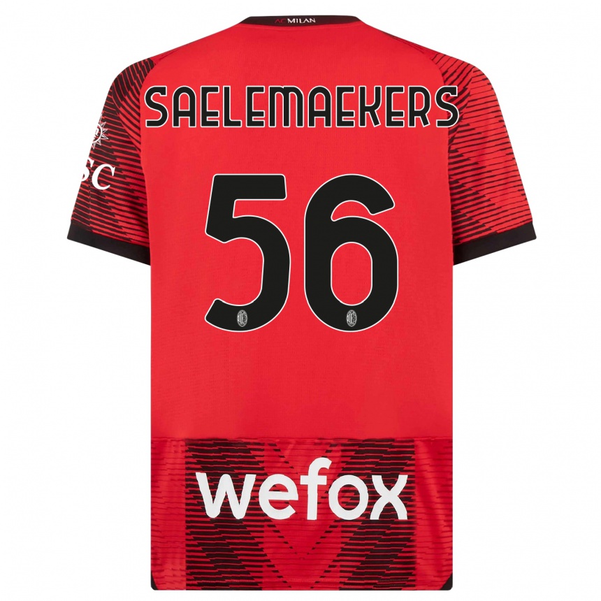 Mujer Fútbol Camiseta Alexis Saelemaekers #56 Negro Rojo 1ª Equipación 2023/24