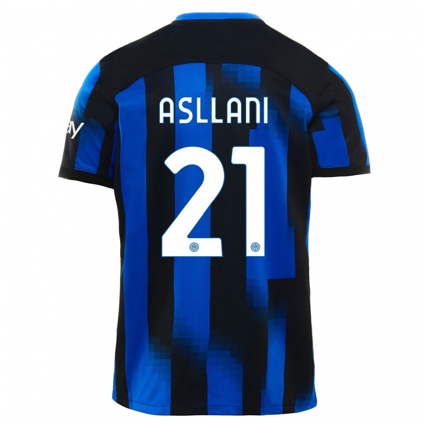 Mujer Fútbol Camiseta Kristjan Asllani #21 Azul Negro 1ª Equipación 2023/24