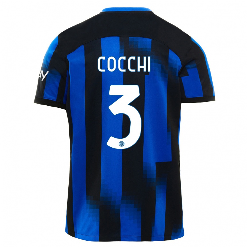 Mujer Fútbol Camiseta Matteo Cocchi #3 Azul Negro 1ª Equipación 2023/24