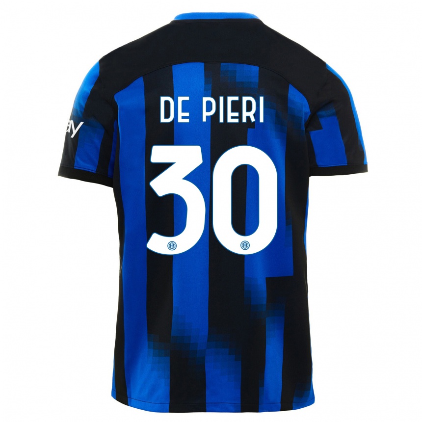 Mujer Fútbol Camiseta Giacomo De Pieri #30 Azul Negro 1ª Equipación 2023/24