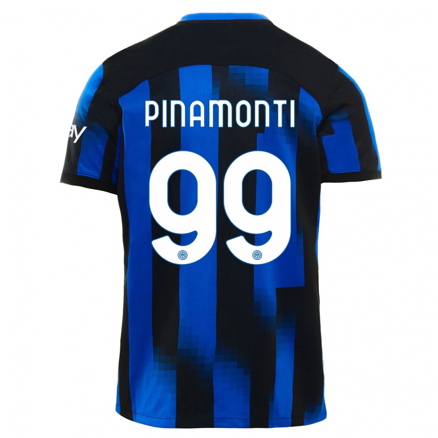 Mujer Fútbol Camiseta Andrea Pinamonti #99 Azul Negro 1ª Equipación 2023/24