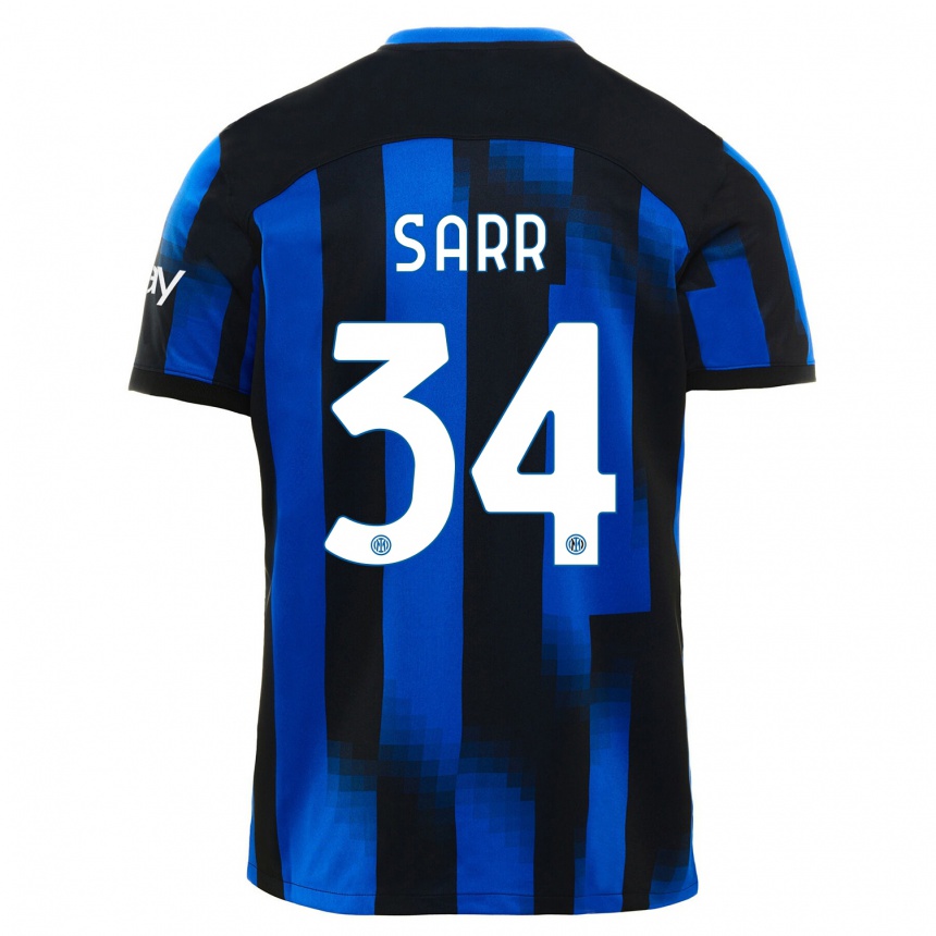 Mujer Fútbol Camiseta Amadou Sarr #34 Azul Negro 1ª Equipación 2023/24