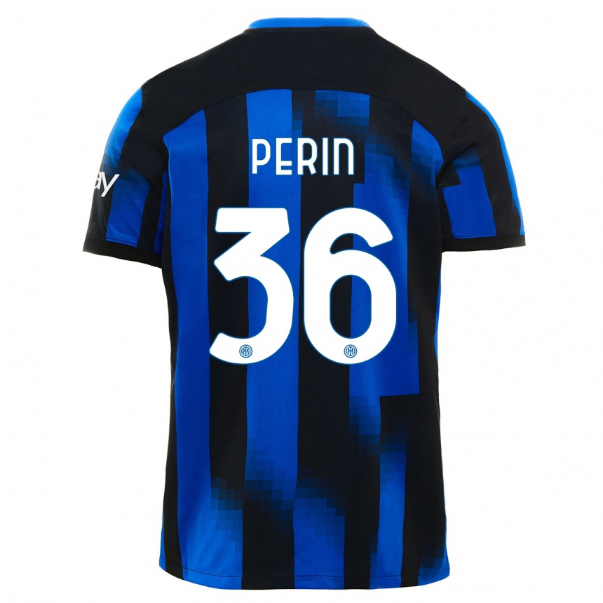 Mujer Fútbol Camiseta Nicolo Perin #36 Azul Negro 1ª Equipación 2023/24