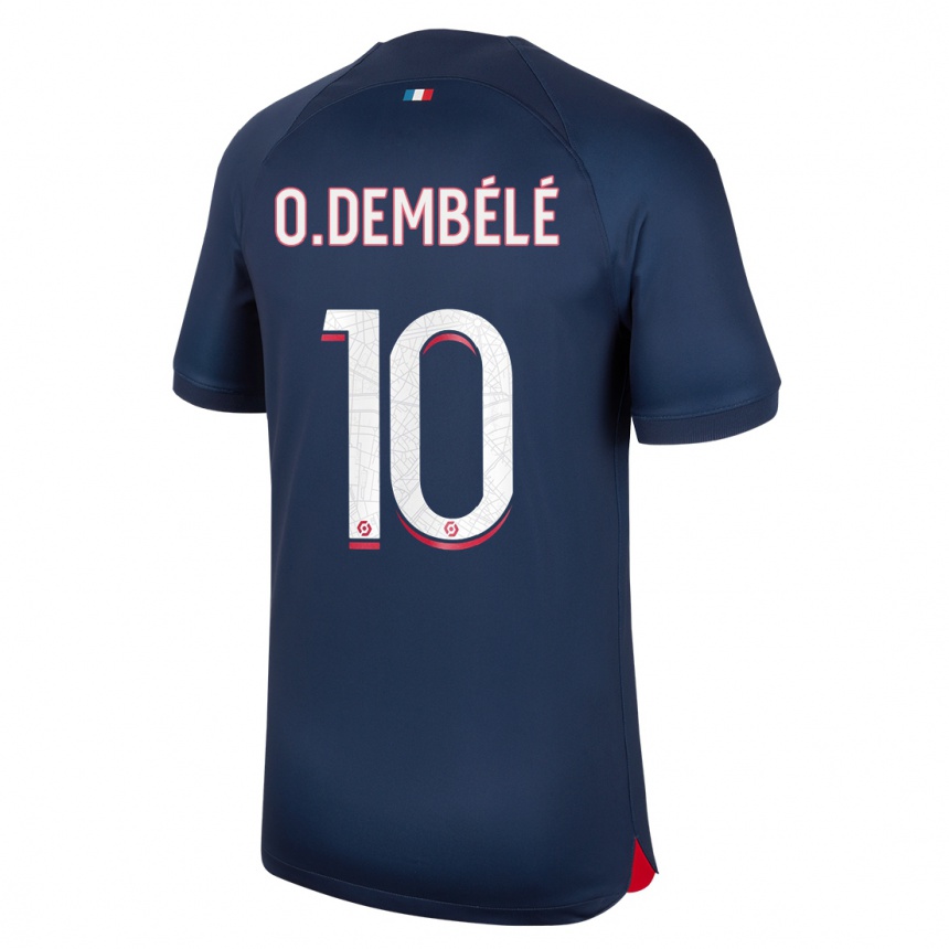 Mujer Fútbol Camiseta Ousmane Dembélé #10 Azul Rojo 1ª Equipación 2023/24