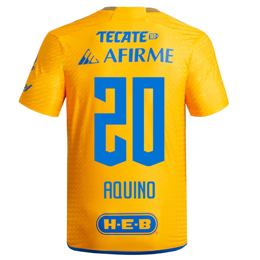 Mujer Fútbol Camiseta Javier Aquino #20 Amarillo 1ª Equipación 2023/24