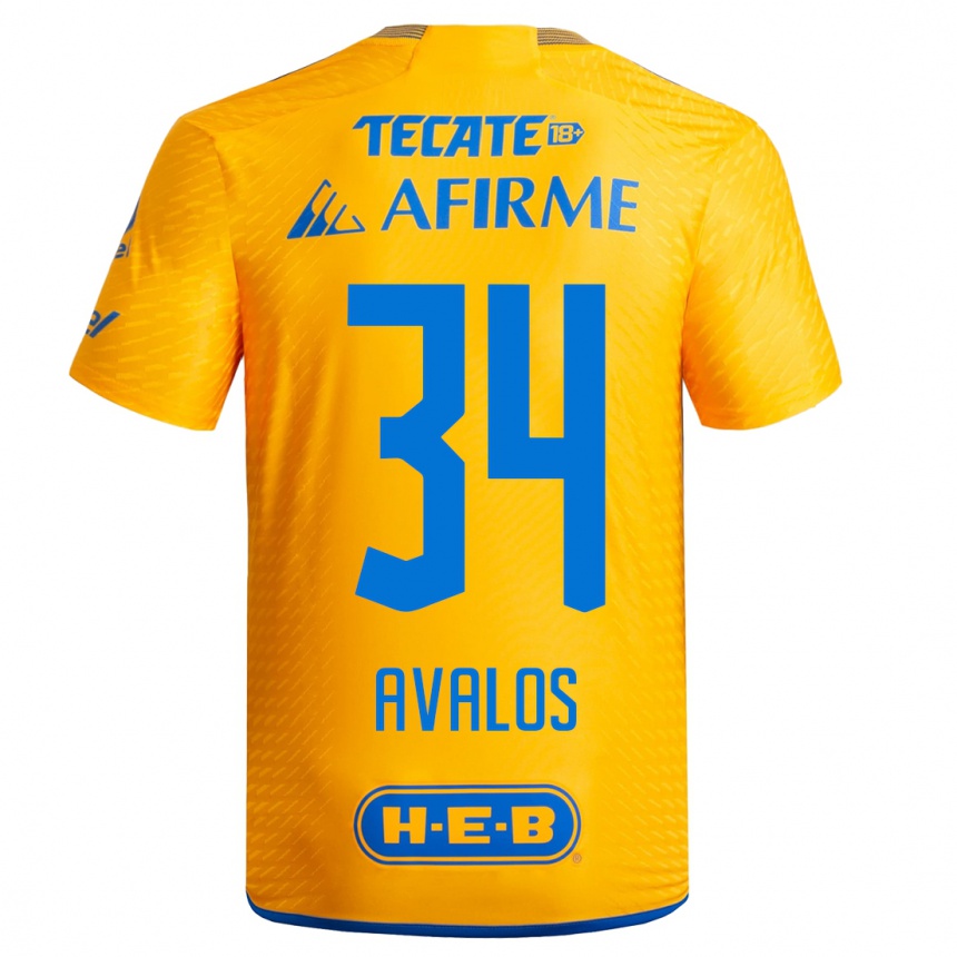 Mujer Fútbol Camiseta Erick Avalos #34 Amarillo 1ª Equipación 2023/24
