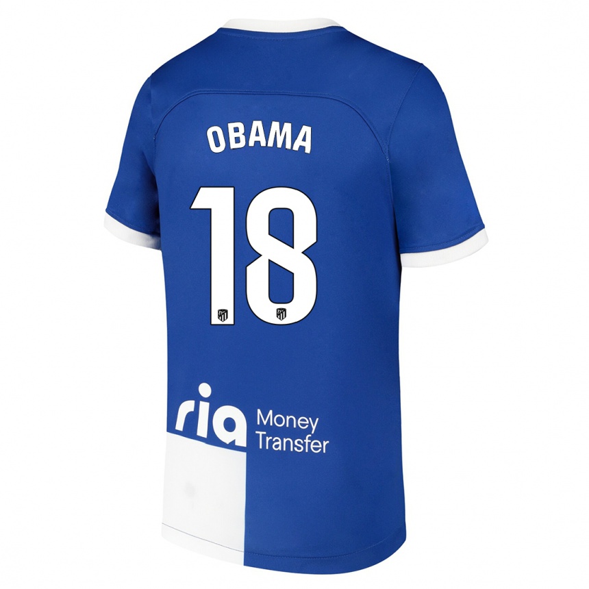 Mujer Fútbol Camiseta Salomon Obama #18 Azul Blanco 2ª Equipación 2023/24