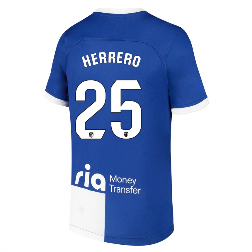 Mujer Fútbol Camiseta Alex Herrero #25 Azul Blanco 2ª Equipación 2023/24