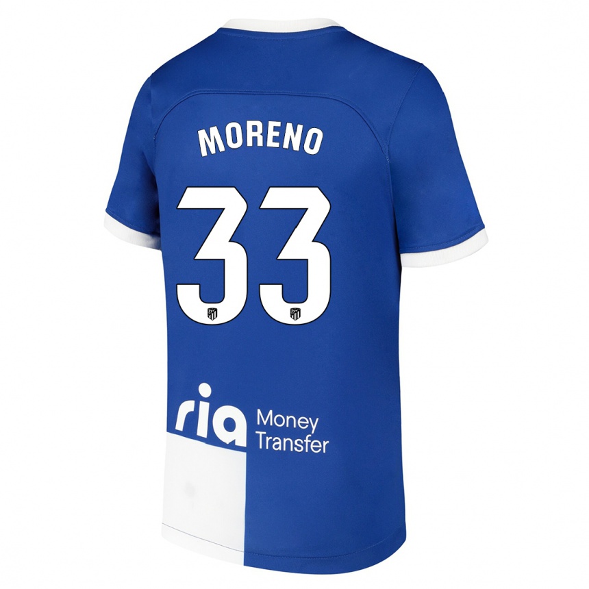 Mujer Fútbol Camiseta Alberto Moreno #33 Azul Blanco 2ª Equipación 2023/24