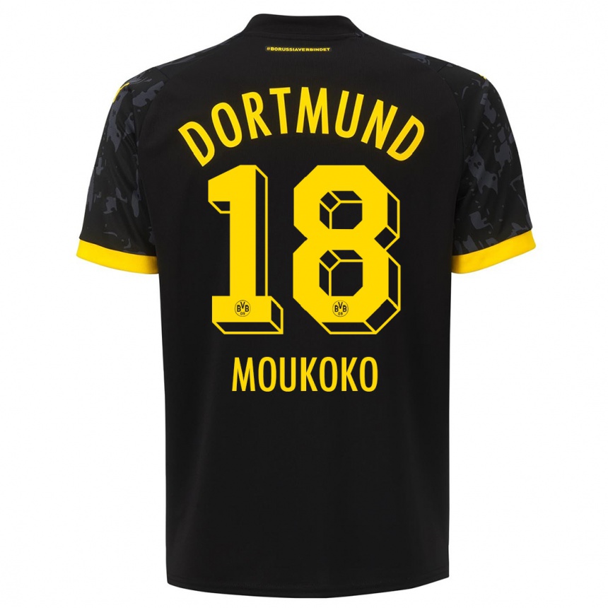 Mujer Fútbol Camiseta Youssoufa Moukoko #18 Negro 2ª Equipación 2023/24