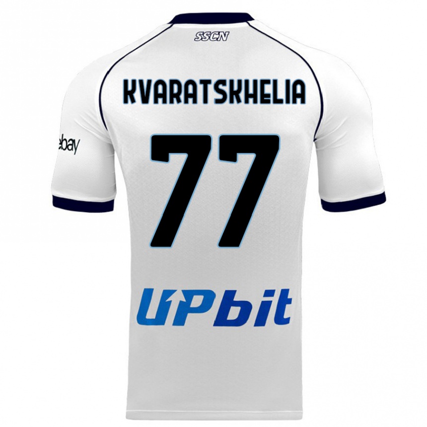 Mujer Fútbol Camiseta Khvicha Kvaratskhelia #77 Blanco 2ª Equipación 2023/24