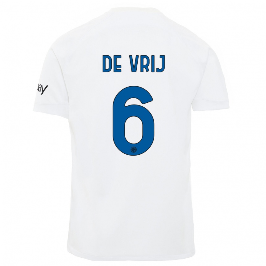 Mujer Fútbol Camiseta Stefan De Vrij #6 Blanco 2ª Equipación 2023/24