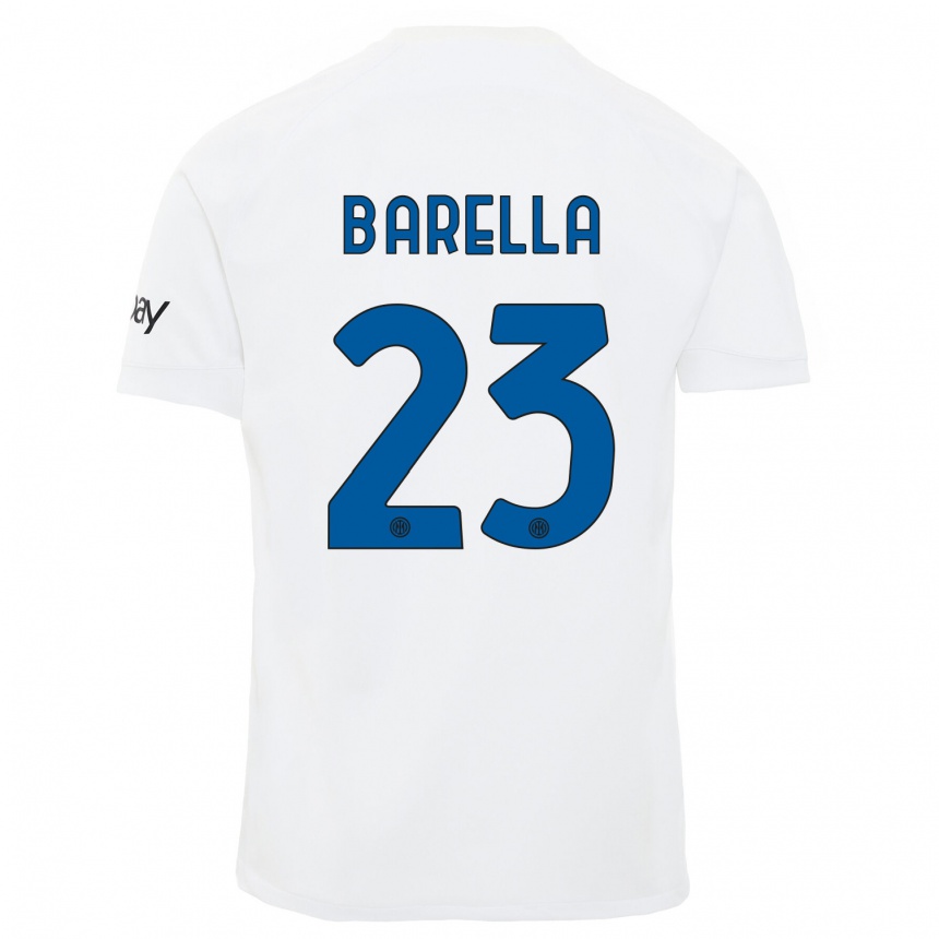 Mujer Fútbol Camiseta Nicolo Barella #23 Blanco 2ª Equipación 2023/24