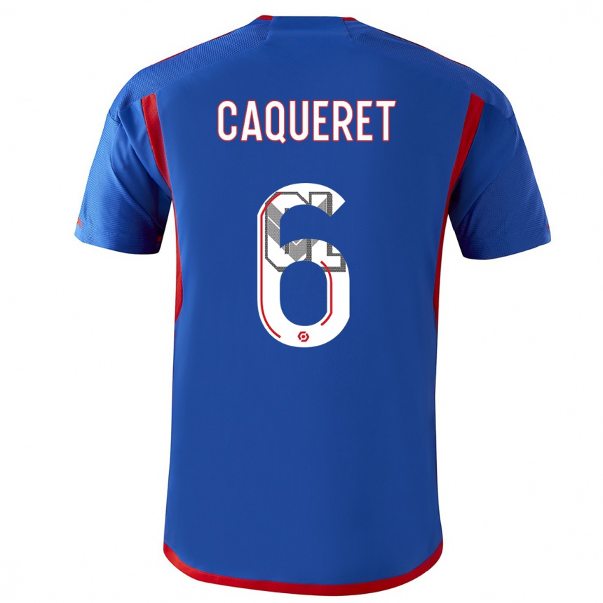 Mujer Fútbol Camiseta Maxence Caqueret #6 Azul Rojo 2ª Equipación 2023/24