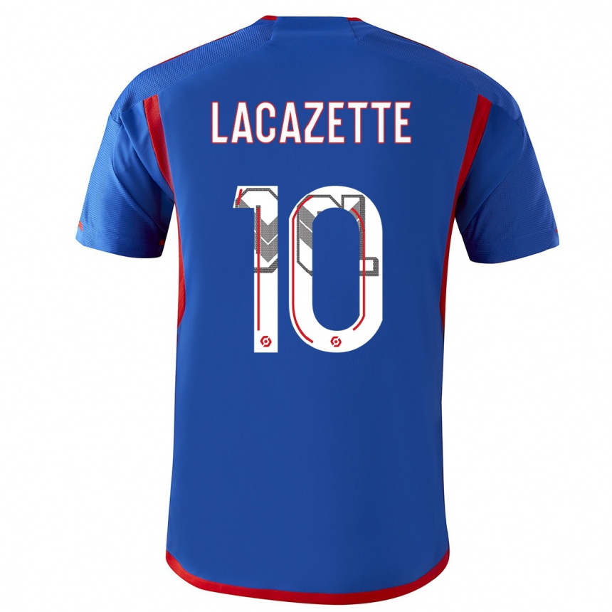 Mujer Fútbol Camiseta Alexandre Lacazette #10 Azul Rojo 2ª Equipación 2023/24