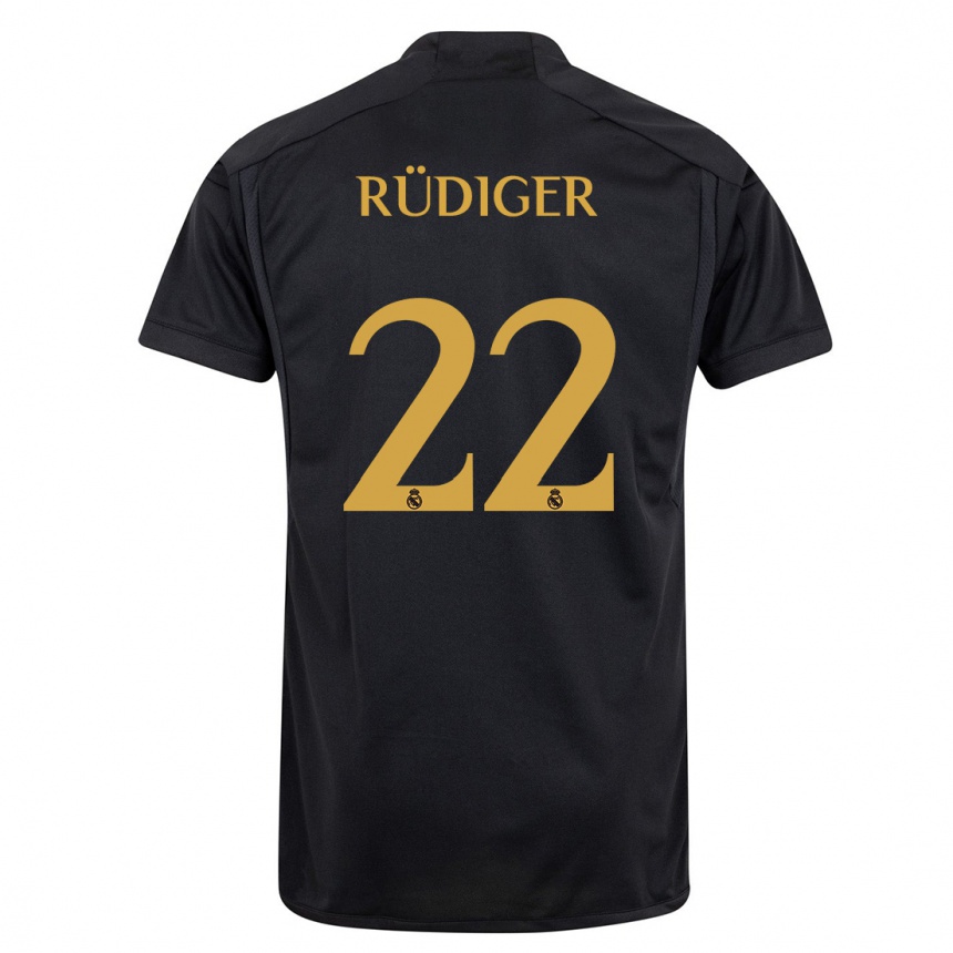 Mujer Fútbol Camiseta Antonio Rudiger #22 Negro Equipación Tercera 2023/24