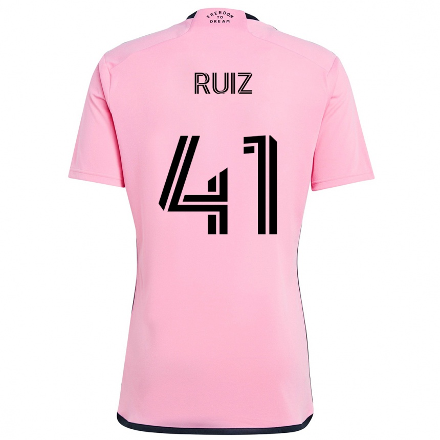 Niño Fútbol Camiseta David Ruíz #41 Rosa 1ª Equipación 2024/25