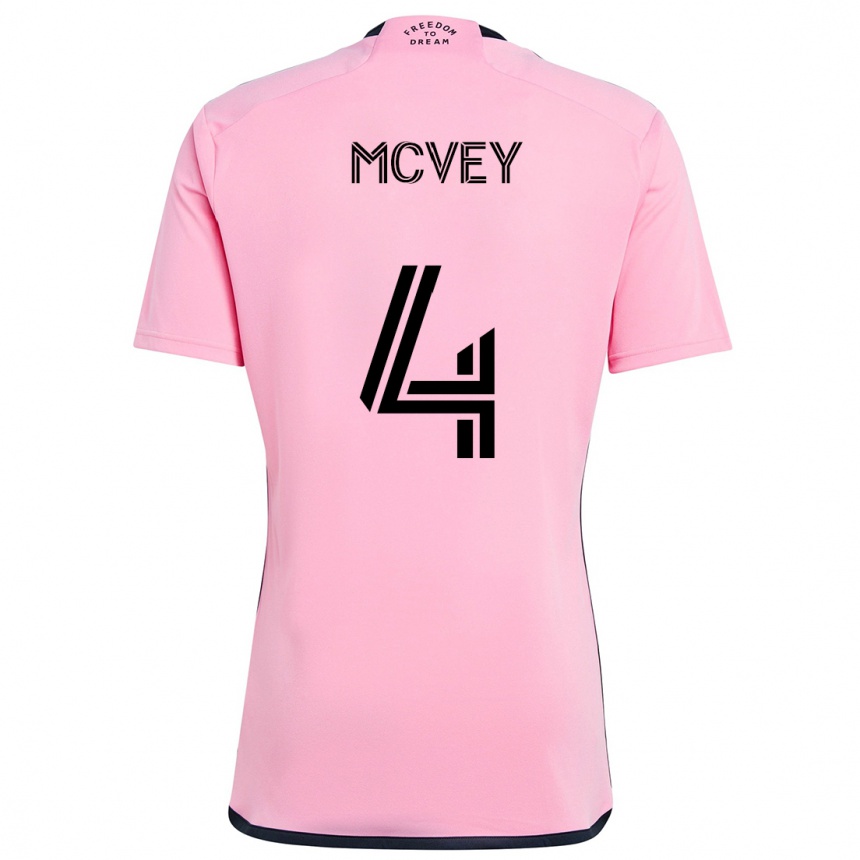 Niño Fútbol Camiseta Christopher Mcvey #4 Rosa 1ª Equipación 2024/25