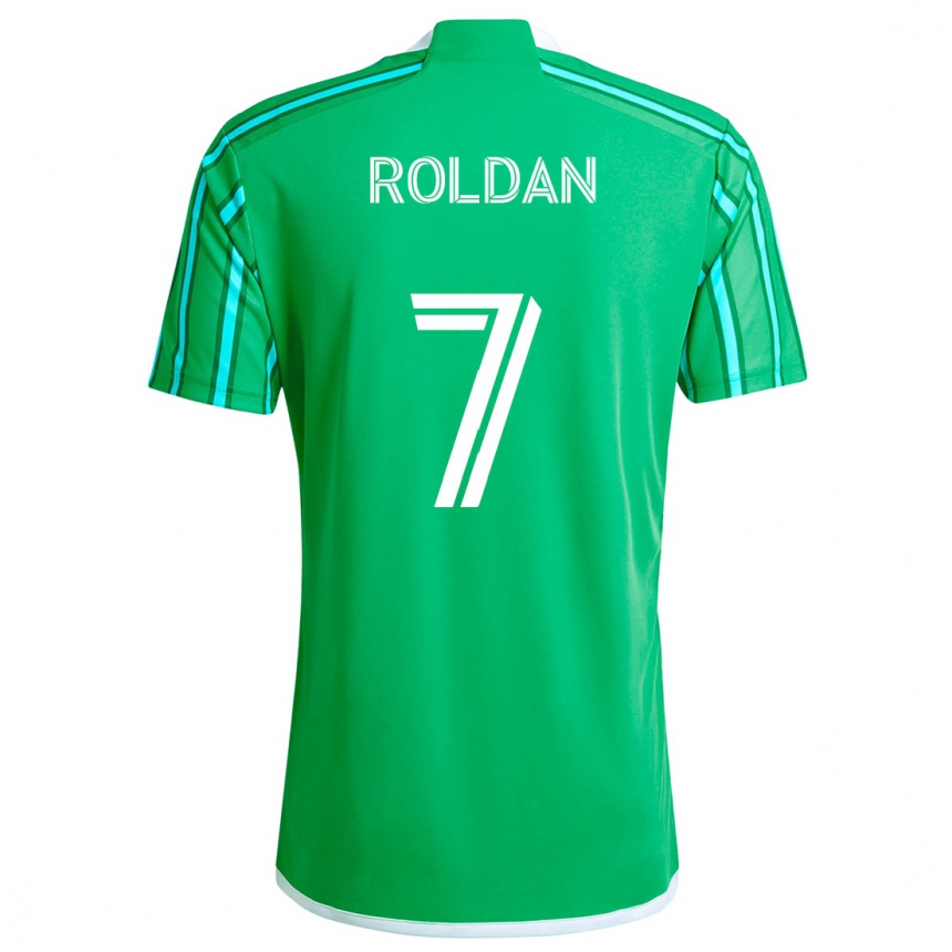 Niño Fútbol Camiseta Cristian Roldán #7 Verde Blanco 1ª Equipación 2024/25