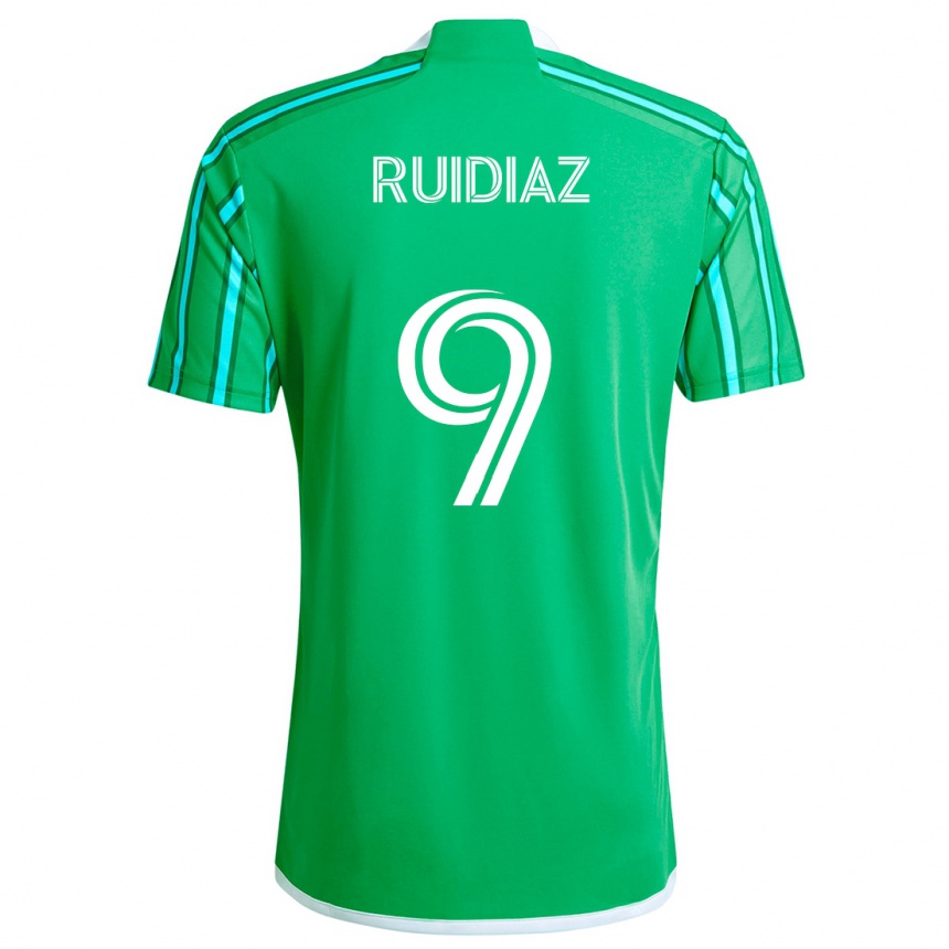 Niño Fútbol Camiseta Raúl Ruidíaz #9 Verde Blanco 1ª Equipación 2024/25