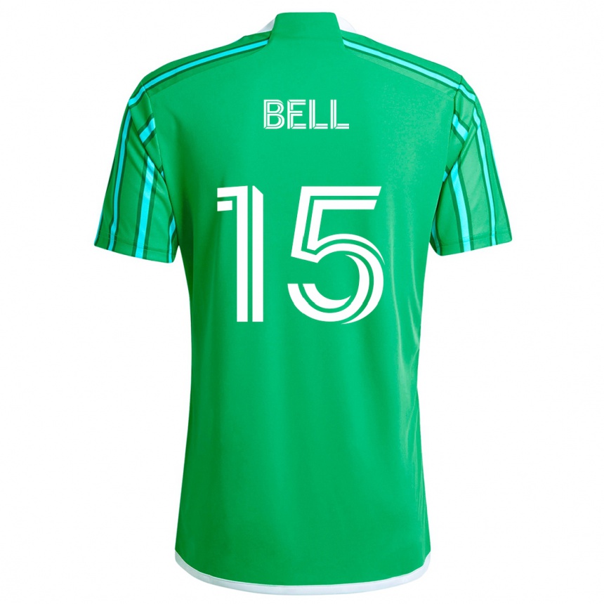 Niño Fútbol Camiseta Jon Bell #15 Verde Blanco 1ª Equipación 2024/25