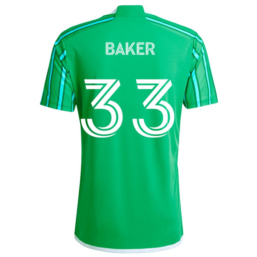 Niño Fútbol Camiseta Cody Baker #33 Verde Blanco 1ª Equipación 2024/25