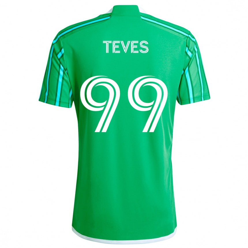 Niño Fútbol Camiseta Dylan Teves #99 Verde Blanco 1ª Equipación 2024/25