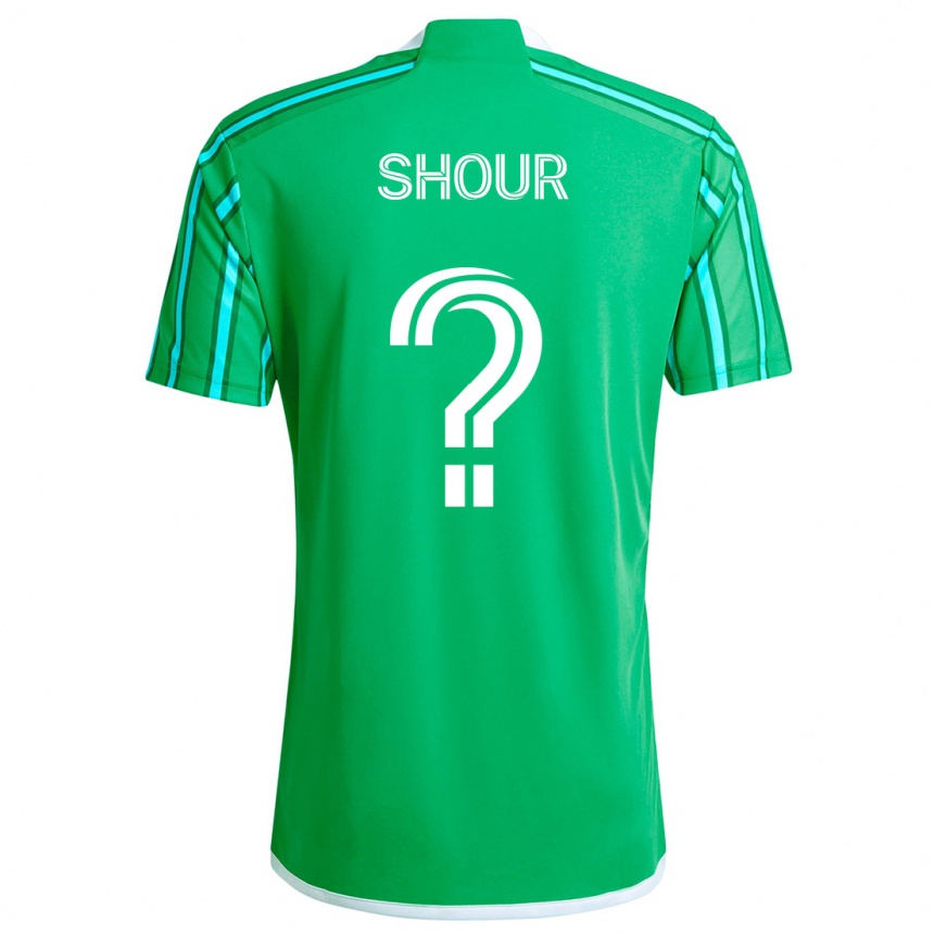 Niño Fútbol Camiseta Mohammed Shour #0 Verde Blanco 1ª Equipación 2024/25