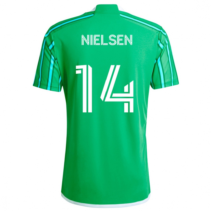 Niño Fútbol Camiseta Taylor Nielsen #14 Verde Blanco 1ª Equipación 2024/25