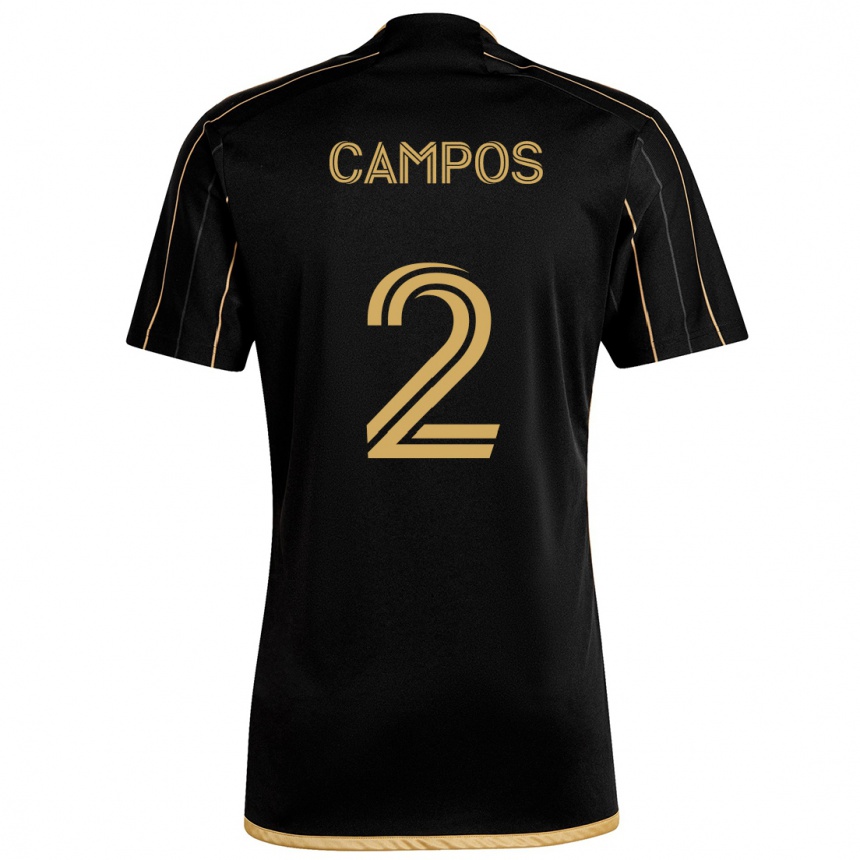 Niño Fútbol Camiseta Omar Campos #2 Oro Negro 1ª Equipación 2024/25