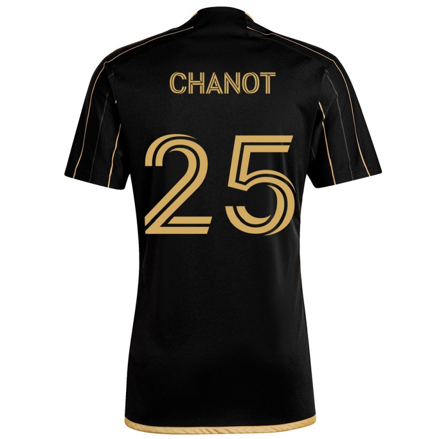 Niño Fútbol Camiseta Maxime Chanot #25 Oro Negro 1ª Equipación 2024/25