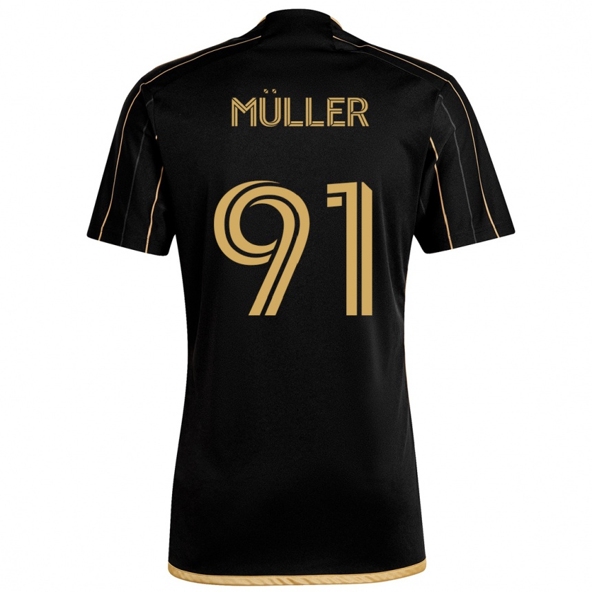 Niño Fútbol Camiseta Luis Müller #91 Oro Negro 1ª Equipación 2024/25