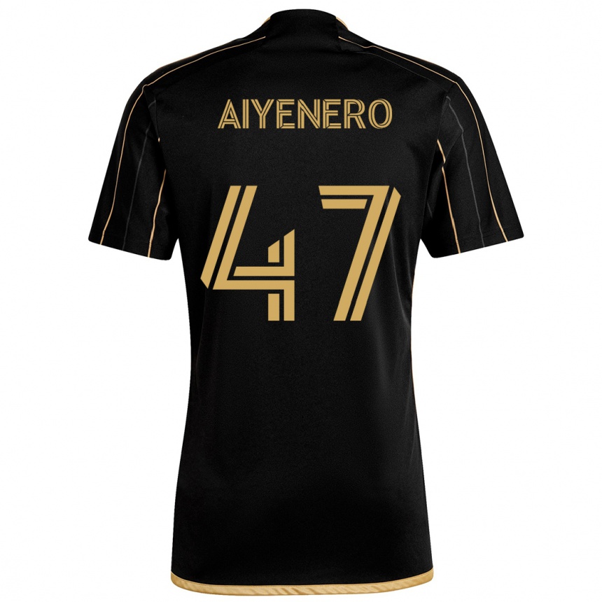 Niño Fútbol Camiseta Marius Aiyenero #47 Oro Negro 1ª Equipación 2024/25