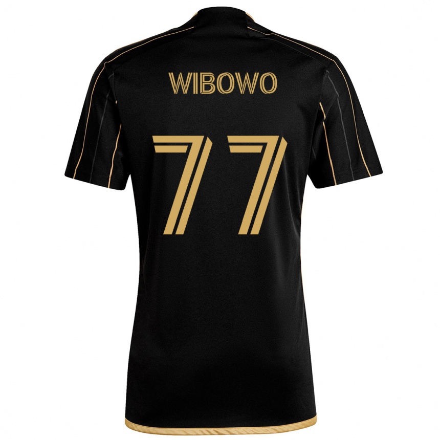 Niño Fútbol Camiseta Adrian Wibowo #77 Oro Negro 1ª Equipación 2024/25