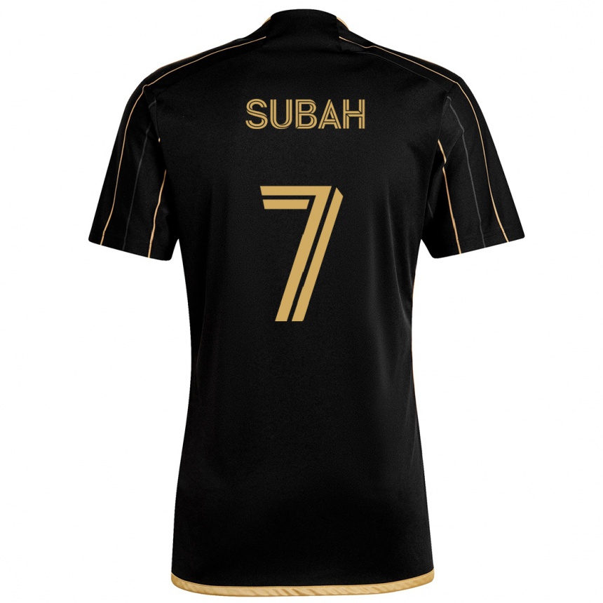 Niño Fútbol Camiseta Yekeson Subah #7 Oro Negro 1ª Equipación 2024/25