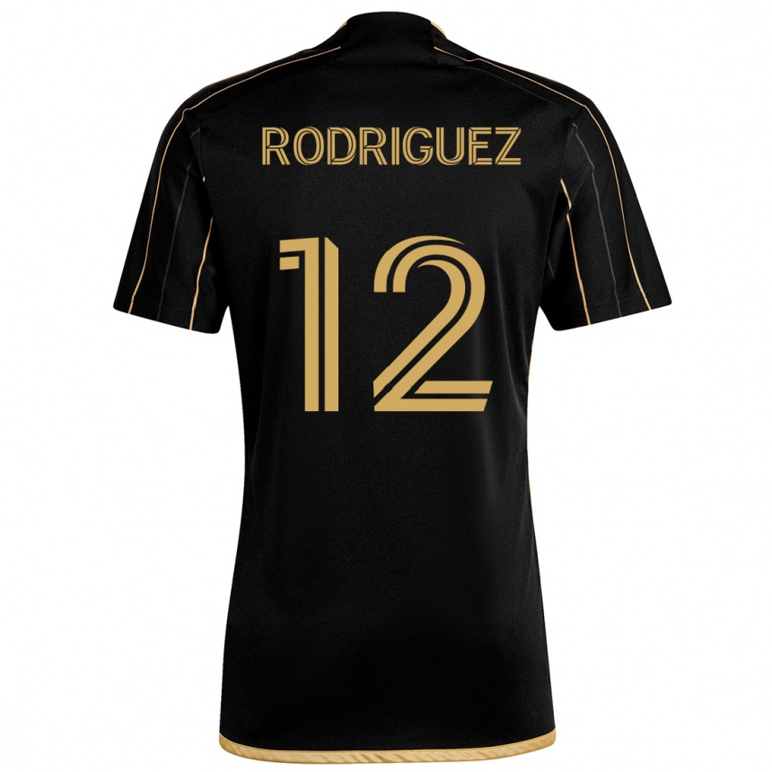 Niño Fútbol Camiseta Jeremi Rodríguez #12 Oro Negro 1ª Equipación 2024/25