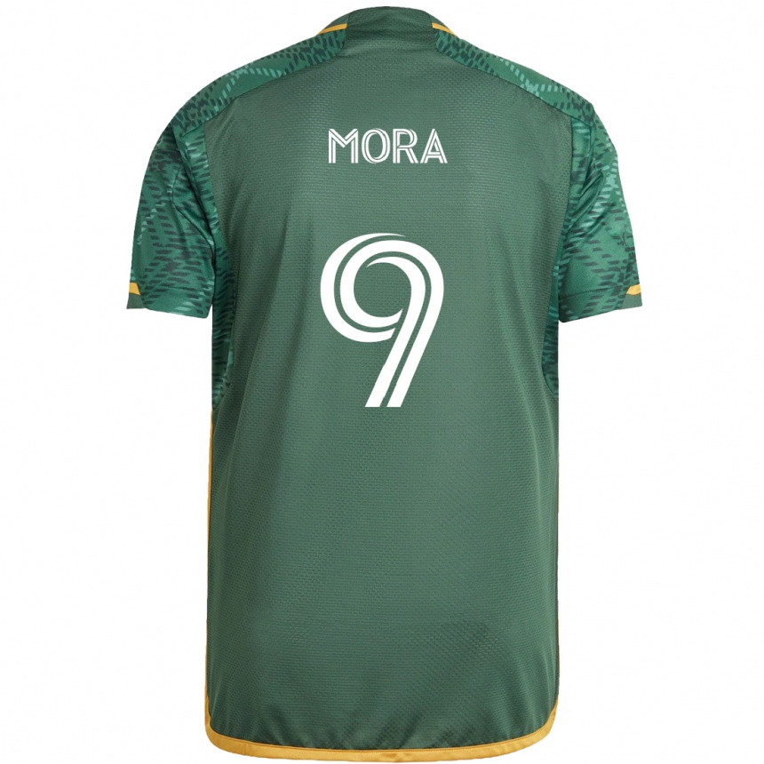 Niño Fútbol Camiseta Felipe Mora #9 Verde Naranja 1ª Equipación 2024/25