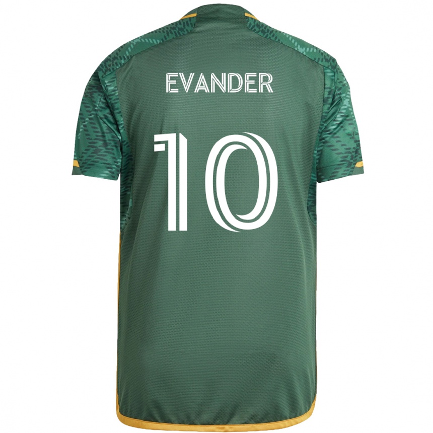 Niño Fútbol Camiseta Evander #10 Verde Naranja 1ª Equipación 2024/25