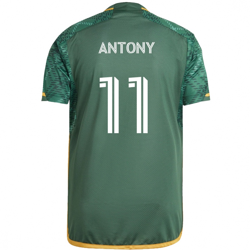 Niño Fútbol Camiseta Antony #11 Verde Naranja 1ª Equipación 2024/25