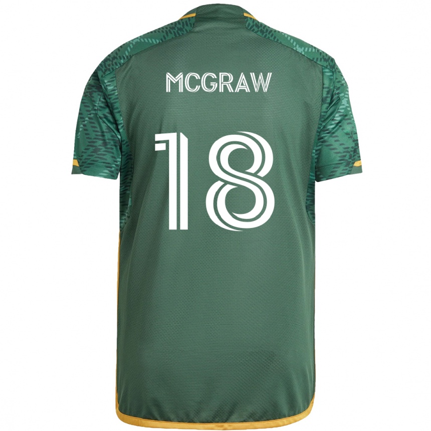 Niño Fútbol Camiseta Zac Mcgraw #18 Verde Naranja 1ª Equipación 2024/25