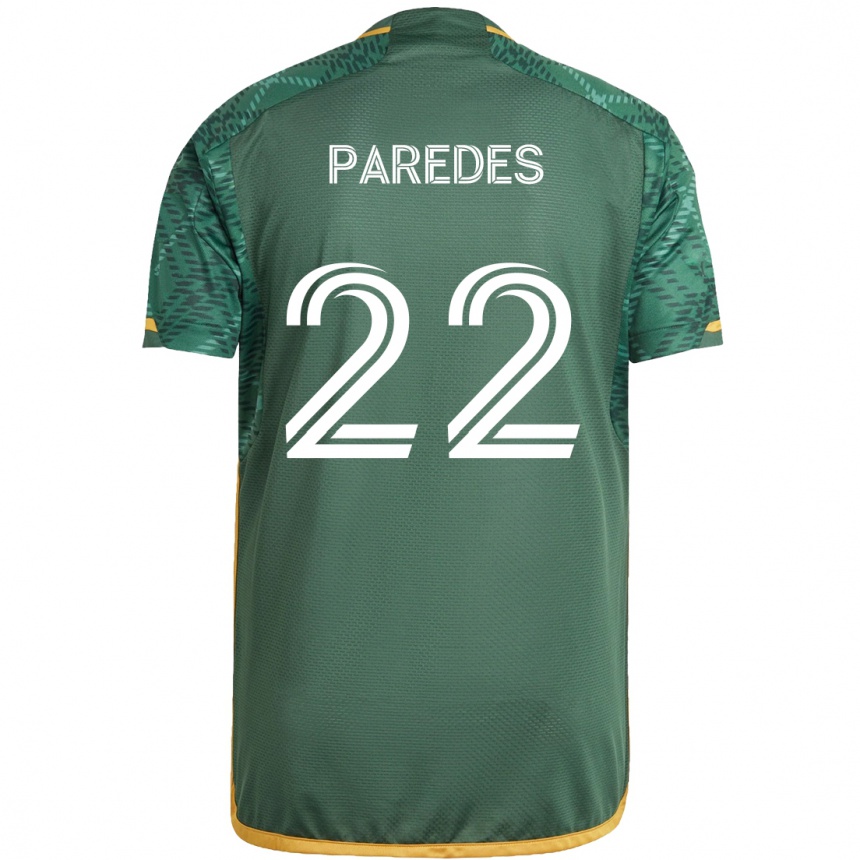 Niño Fútbol Camiseta Cristhian Paredes #22 Verde Naranja 1ª Equipación 2024/25