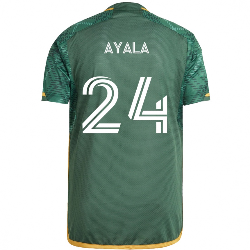 Niño Fútbol Camiseta David Ayala #24 Verde Naranja 1ª Equipación 2024/25